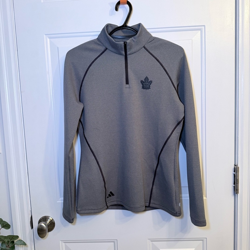 Adidas - Toronto Maple Leafs Gray Quarter-Zip Sweater
